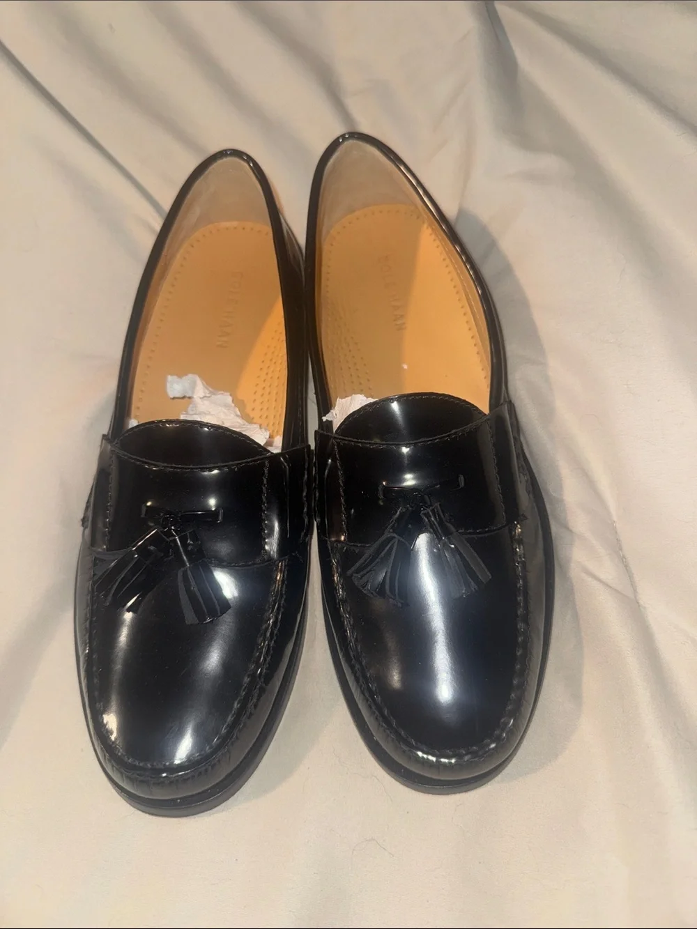 Brand new Cole Haan Black Patent Leather Tassel Slip-On Loafers